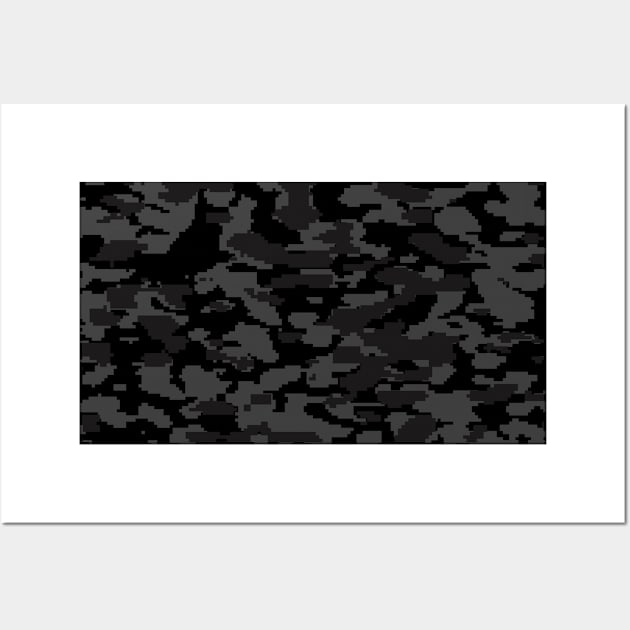 Black Camo pattern digital Camouflage Wall Art by Tshirtstory